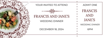 Free Wedding Dinner Ticket Template to Edit Online