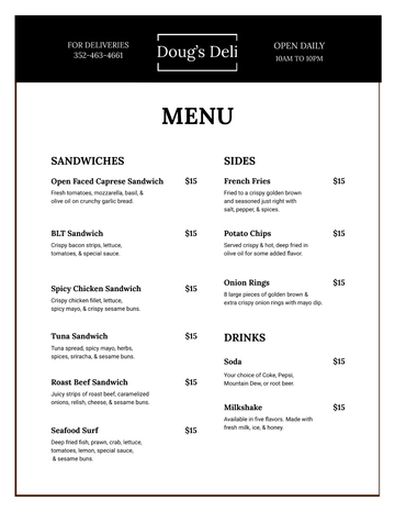 Free Simple Sandwich- Sub Menu Template to Edit Online