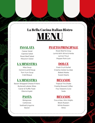 Free Italian Dinner Menu Template to Edit Online