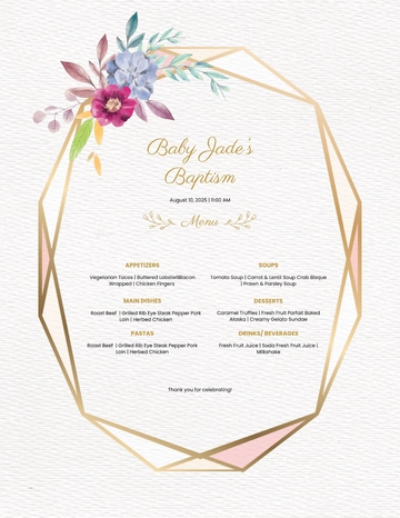 Free Luncheon & Lunch Baptism Menu Template to Edit Online