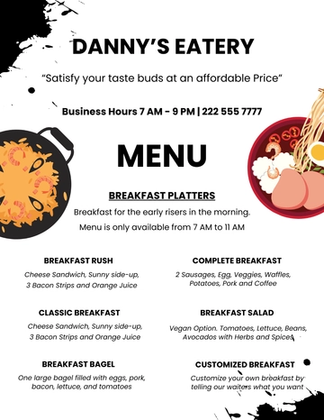 Free Breakfast Menu Template to Edit Online