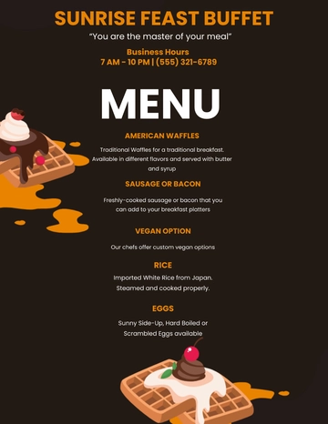 Free Breakfast Buffet Menu Template to Edit Online