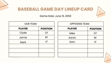 Free Baseball Game Day Lineup Card Template to Edit Online
