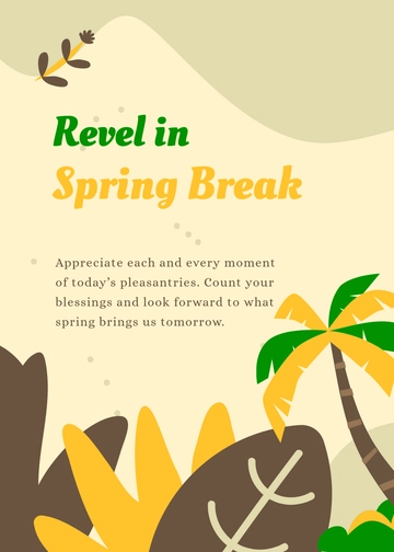 Free Spring Break Message  Template to Edit Online