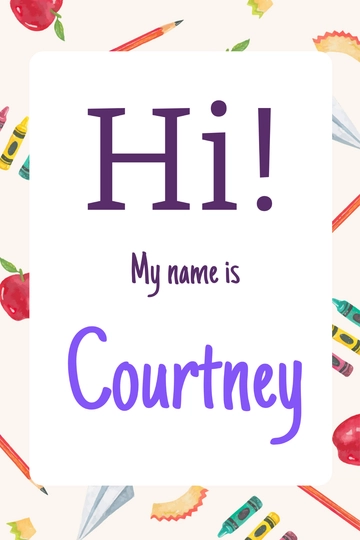 Free School Name Tag Template to Edit Online