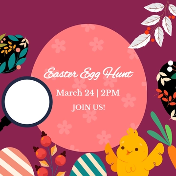 Free Easter Egg Hunt Instagram Post Template to Edit Online