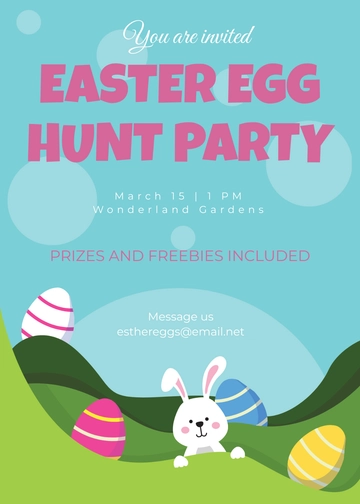 Free Easter Egg Hunt Party Invitation Template to Edit Online