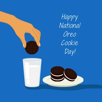 Free Happy National Oreo Cookie Day Clipart Template to Edit Online
