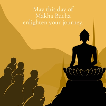 Free Makha Bucha Wishes Clipart Template to Edit Online