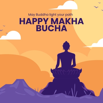 Free Makha Bucha Greeting Card Vector Template to Edit Online