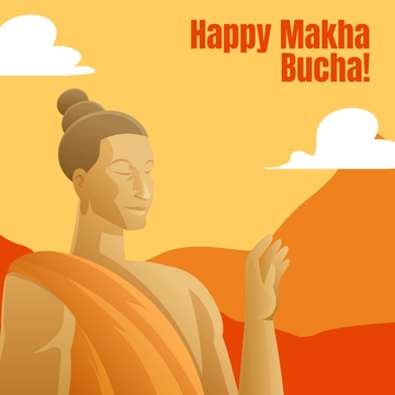 Free Happy Makha Bucha Illustration Template to Edit Online
