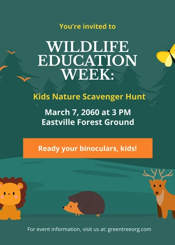 Free Nature Scavenger Hunt Invitation Template to Edit Online