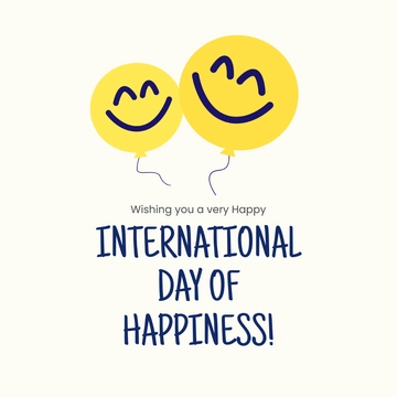 Free International Day of Happiness Wishes Clipart Template to Edit Online