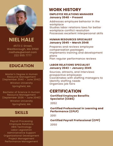 Free Modern Vice President of Human Resource Resume Template to Edit Online