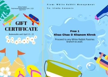 Free Songkran Gift Certificate Template to Edit Online