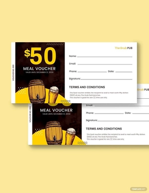 Pub Food Voucher Template