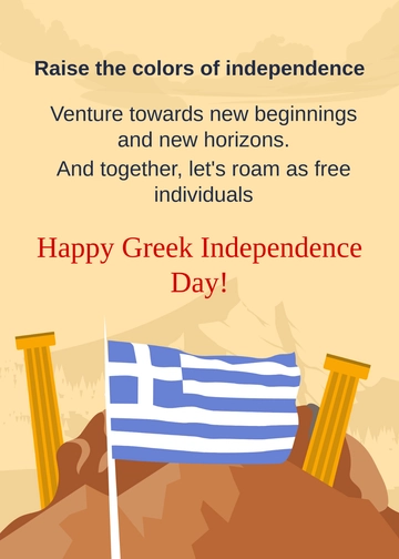 Free Greek Independence Day Message  Template to Edit Online