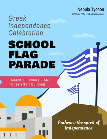 Free Greek Independence Day Flyer  Template to Edit Online