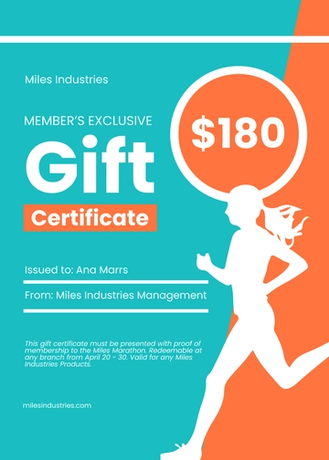 Free Marathon Gift Certificate Template to Edit Online