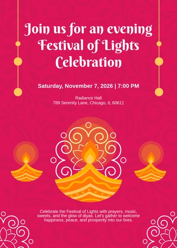 Free Festival of Lights Invitation Template to Edit Online