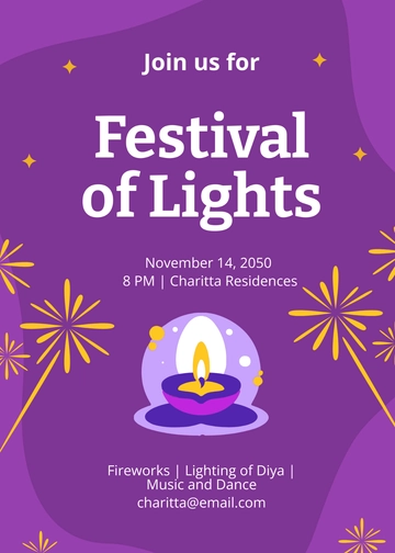 Free Festival of Lights Party Invitation Template to Edit Online