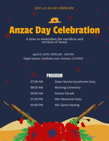 Free Anzac Day Program Template to Edit Online