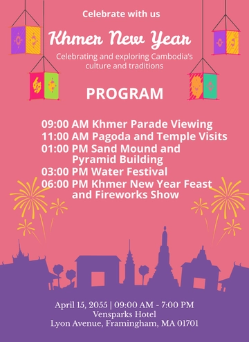 Free Khmer New Year Program Template to Edit Online