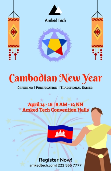 Free Khmer New Year Poster Template to Edit Online