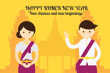 Free Khmer New Year Postcard Template to Edit Online