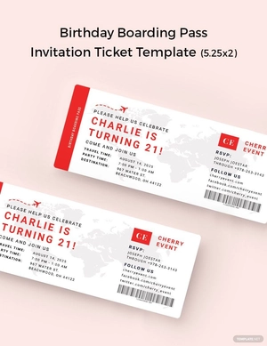 Birthday Boarding Pass Invitation Ticket Template