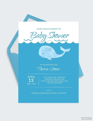 Whale Baby Shower Invitation Template