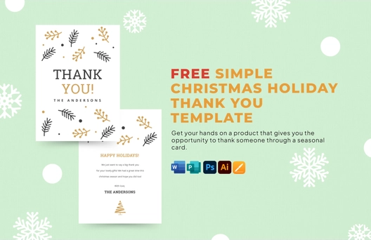 Christmas Holiday Thank You Card Template