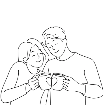 Free Couple Appreciation Month Outline Template Clipart to Edit Online