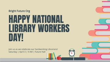 Free National Library Workers Day Facebook Event Cover Template to Edit Online