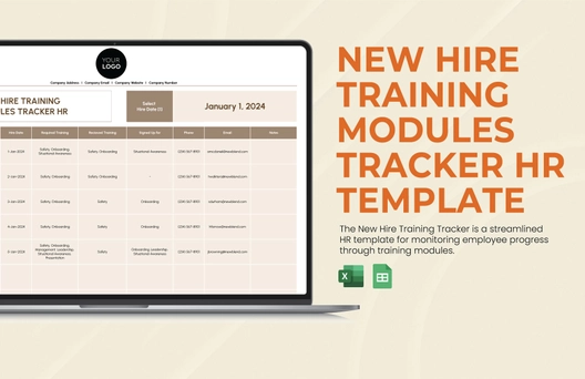 New Hire Training Modules Tracker HR Template