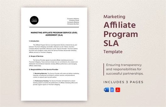 Marketing Affiliate Program SLA Template Marketing Affiliate Program SLA Template