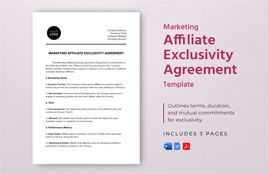 Marketing Affiliate Exclusivity Agreement Template