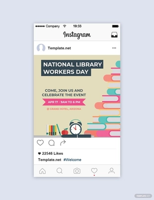 National Library Workers Day Instagram Post Template
