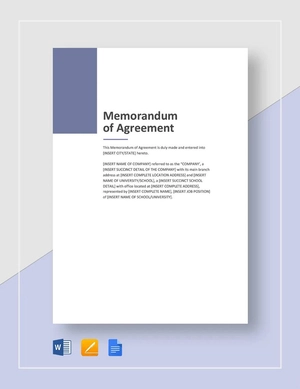 Sample Memorandum of Agreement Template