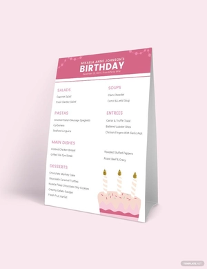 Birthday Table Tent Menu Template