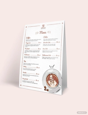 Cafe/ Coffee Shop Table Tent Menu Template