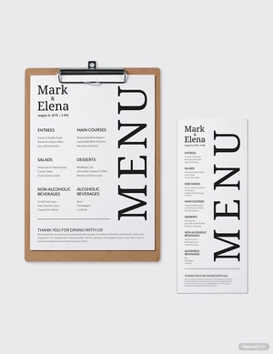 Custom Wedding Menu Template
