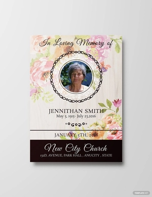 Floral Funeral Thank You Card Template
