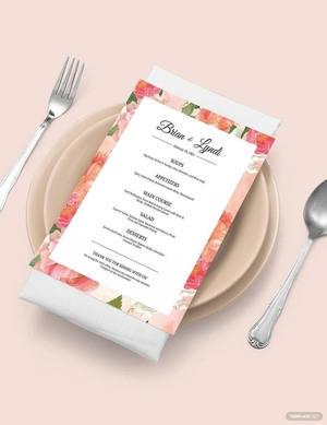 Editable Wedding Menu Template
