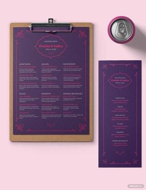 Hindu Wedding Menu Template
