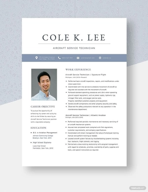 Aircraft Service Technician Resume
