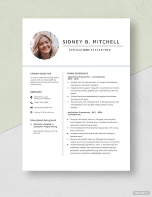 Applications Programmer Resume
