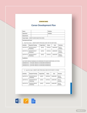 Simple Career Development Plan Template