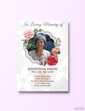 Floral Funeral Thank You Card Template