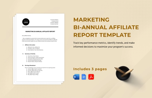 Marketing Bi-annual Affiliate Report Template